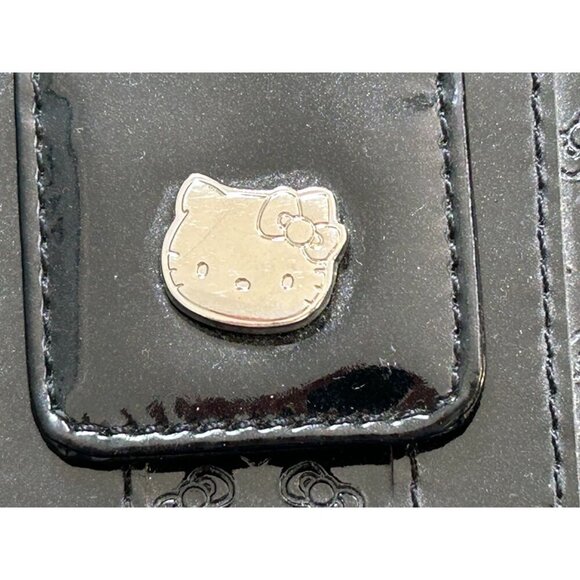 Hello Kitty Womens Black Shiny Patent Zip Around Embossed Loungefly Wallet - Picture 4 of 13